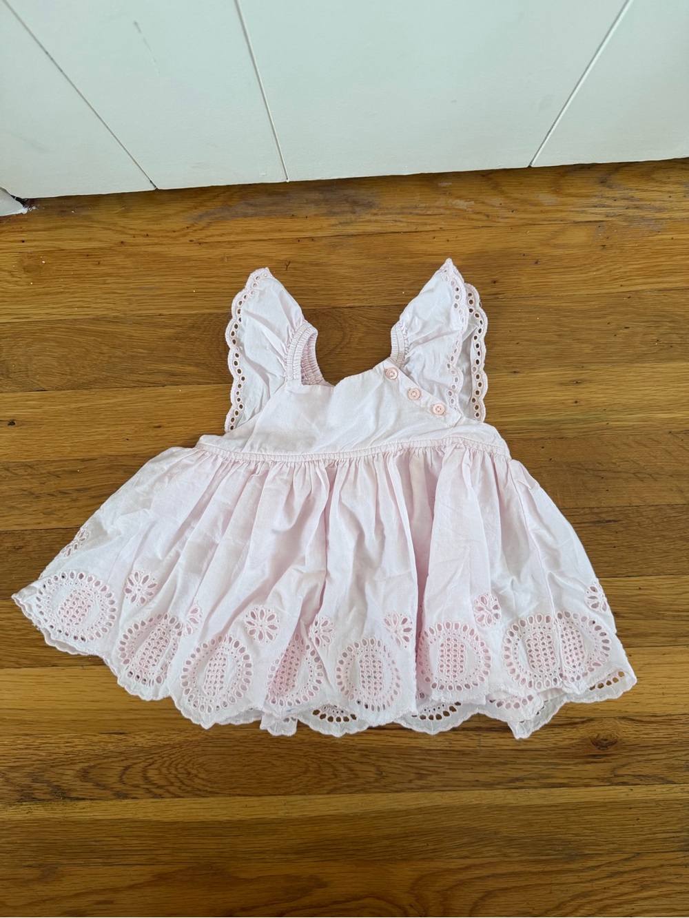 Baby Gap Pink Eyelet Flutter Sleeve Top | 18-24M